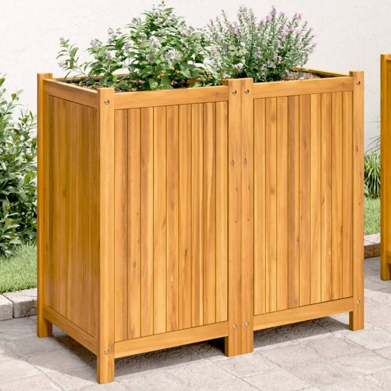 Vidaxl - Jardinière avec doublure 84x42x75 cm bois massif d'acacia