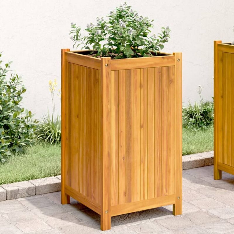 Vidaxl - Jardinière avec doublure 42x42x75 cm bois massif d'acacia