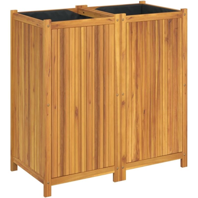 Jardinière avec doublure 100x50x100 cm bois massif d'acacia