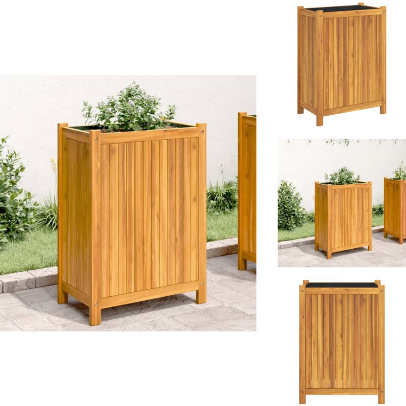Vidaxl - Jardinière avec doublure 54x31x75 cm bois massif d'acacia - Jardiniered'extérieure - Jardinière En Bois - Bac à Fleurs - Acacia Massif - Pot