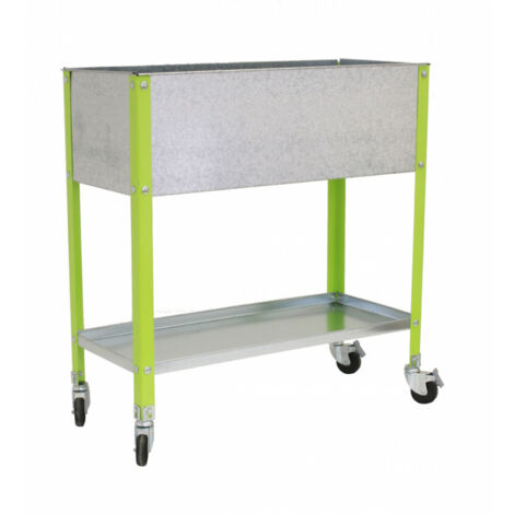 Jardinière avec étagère Simon Rack Urban Top mobile en métal galva verte 120x60cm