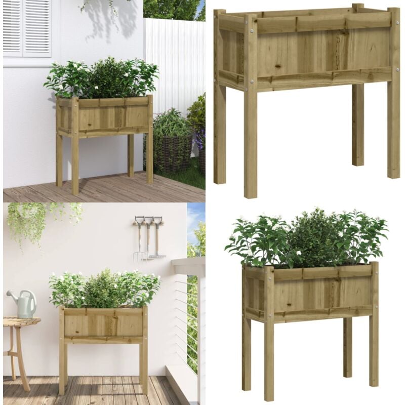 Jardinière avec pieds 70x31x70 cm bois de pin imprégné - Jardiniered'extérieure - Jardinière Bois - Pot De Fleurs Extérieur - Déco Jardin - Planter