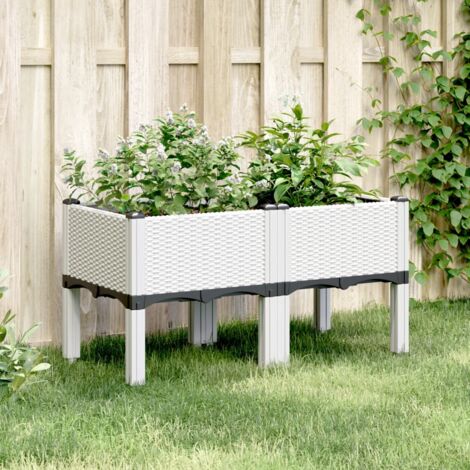 Jardinière avec pieds blanc 80x40x42 PP