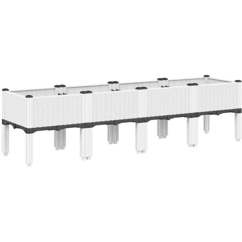 Jardinière avec pieds blanc 160x40x42 cm PP