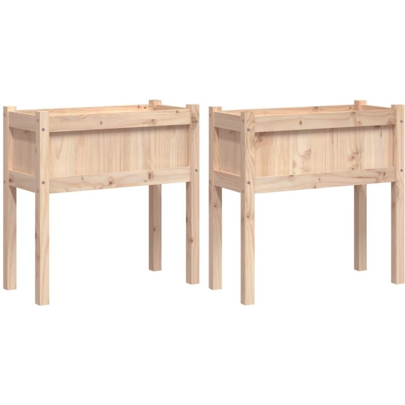 Jardinières 2 pcs avec pieds bois de pin massif Vidaxl