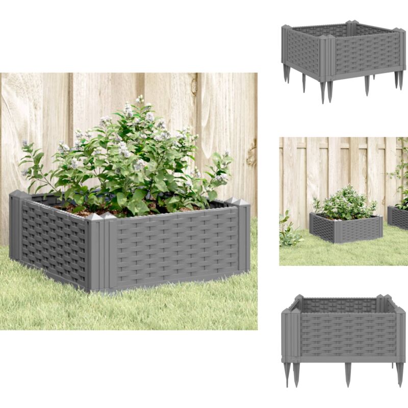 Vidaxl - Jardinière avec piquets gris clair 42,5x42,5x28,5 cm pp - Jardinier - Pot De Fleurs - Bac à Fleurs - Plante - Décoration Extérieur