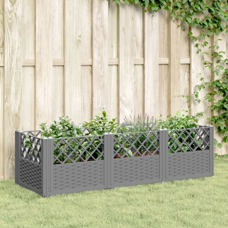Vidaxl - Jardinière avec piquets gris clair 123,5x43,5x43,5 cm pp
