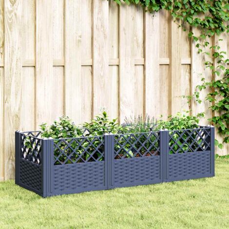 Jardinière avec piquets-Pot de fleur bleu gris 123,5x43,5x43,5 cm PP