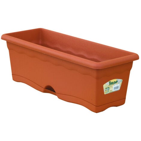 Jardinière Avec Plaque Intégrée Couleur Terracotta 50x20cm