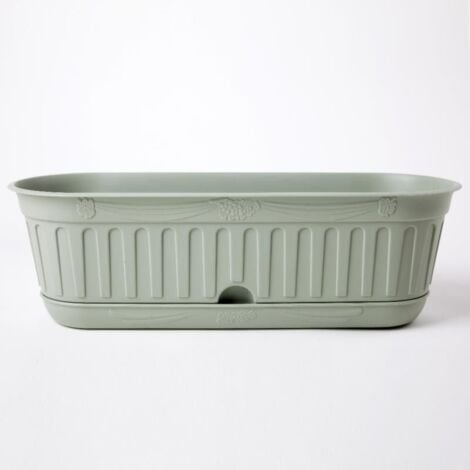 Jardinière avec soucoupe 'Etika" en plastique - D 48 cm - Vert sauge - 7L - Livraison gratuite
