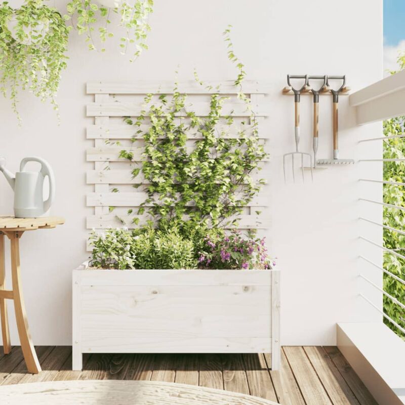 Vidaxl - Jardinière avec support blanc 79x39,5x114 cm bois de pin massif