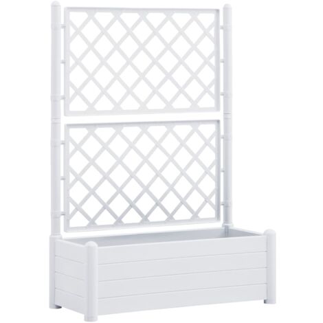 Jardinière avec treillis 100 x 43 x 142 cm jardin plantes fleurs PP blanc