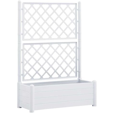 Jardinière avec treillis 100x43x142 cm PP Blanc vidaXL