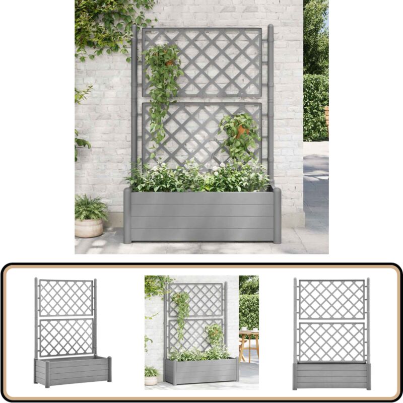 Vidaxl - Jardinière avec treillis 100x43x142 cm pp Gris pierre - Jardinier Avec Trellis - Pot Plante Exterieur - Jardinerie - Pots Fleuris - Planter