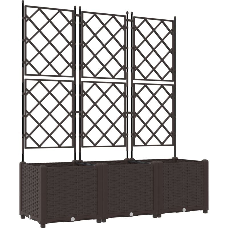 Vidaxl - Planteur de jardin avec treillis 3 pcs Marron 120x40x143 cm