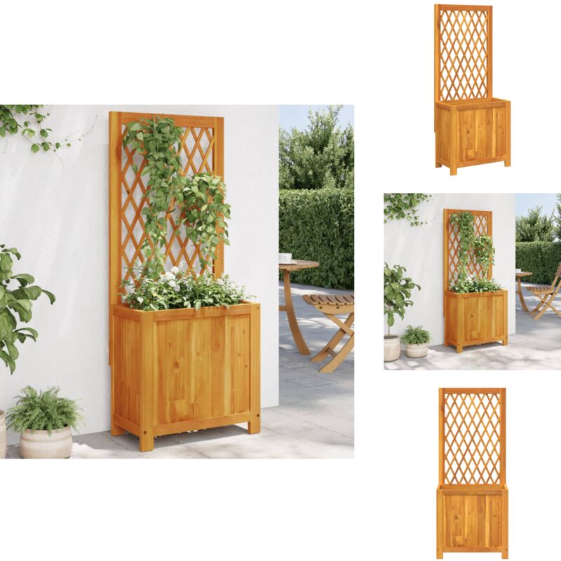 Vidaxl - Jardinière avec treillis 55x29,5x132 cm bois massif d'acacia - Jardinier - Pot De Fleurs - Bac à Plantation - Acacia - Plante Grimpante