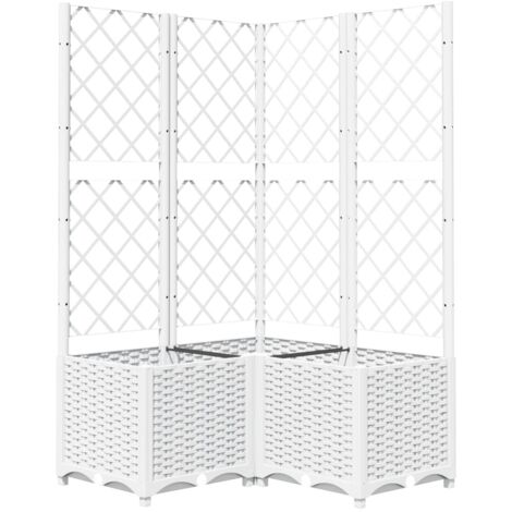 Jardinière avec treillis Bac A Fleur  Blanc 80x80x136 cm PP 52402