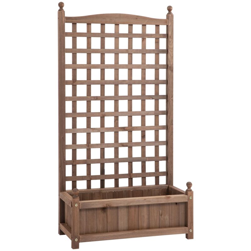 Outsunny - Jardinière avec treillis - bac à fleurs - jardinière sur pied - dim. 64L x 28l x 120H cm inserts d'irrigation inclus bois sapin traité