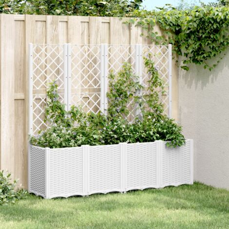 Jardinière avec treillis blanc 160x40x140 PP