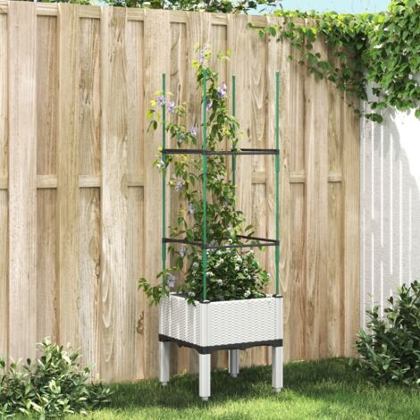 Jardinière avec treillis blanc 40x40x142,5 cm PP vidaXL