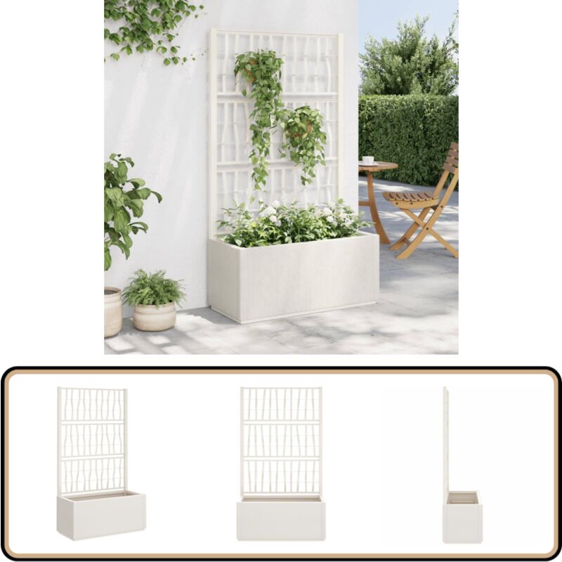 Vidaxl - Jardinière avec treillis blanc 80x36x140 cm pp - Jardinier - Pot De Fleurs - Plante Grimpante - Support Végétal - Extérieur