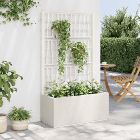 Jardinière avec treillis blanc 80x36x140 cm PP vidaXL