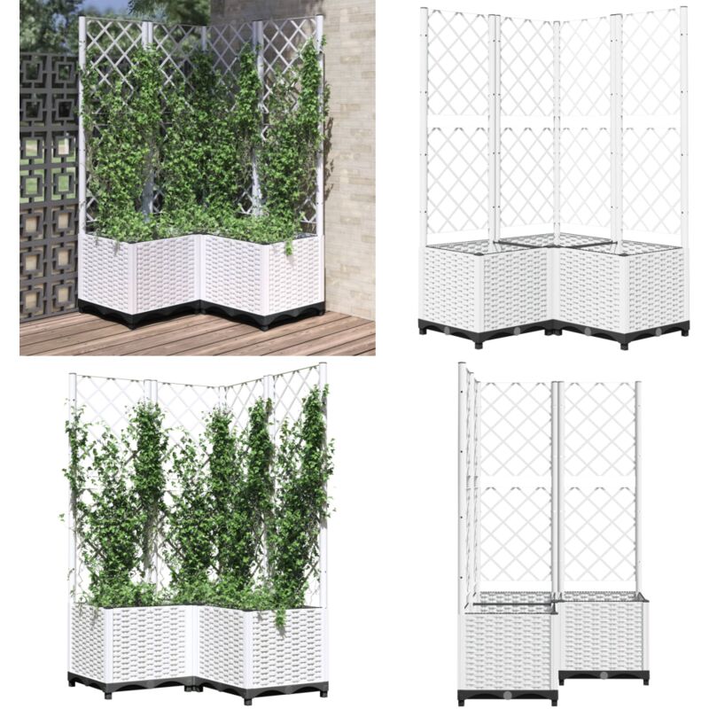 Vidaxl - Jardinière avec treillis Blanc 80x80x136 cm pp - Jardinierre - Pot Plante Grimpante - Support Vignes - Polypropylene - Extérieur - Home &