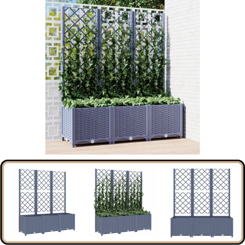 Vidaxl - Jardinière avec treillis bleu gris 120x40x136 cm pp - Jardinier - Pot Plante - Bac Planter - Support Vignes - Tomate Grimpante