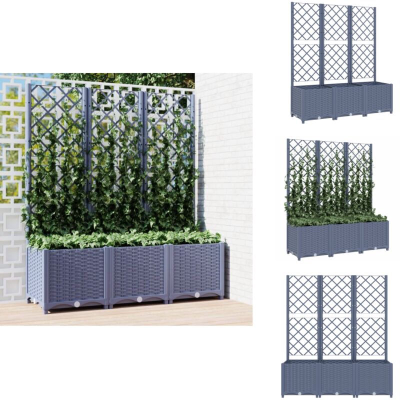 Vidaxl - Jardinière avec treillis bleu gris 120x40x136 cm pp - Jardinier - Pot Plante - Bac Planter - Support Vignes - Tomate Grimpante