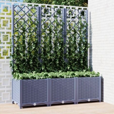 Jardinière avec treillis bleu gris 120x40x136 cm PP vidaXL
