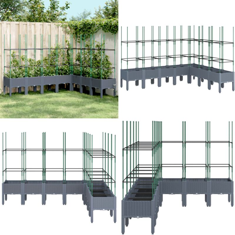 Jardinière avec treillis bleu gris 200x160x142,5 cm pp - Jardinier Avec Trellis - Pot Plante Grimpante - Jardinerie Exterieur - Pot Fleuri - Bac