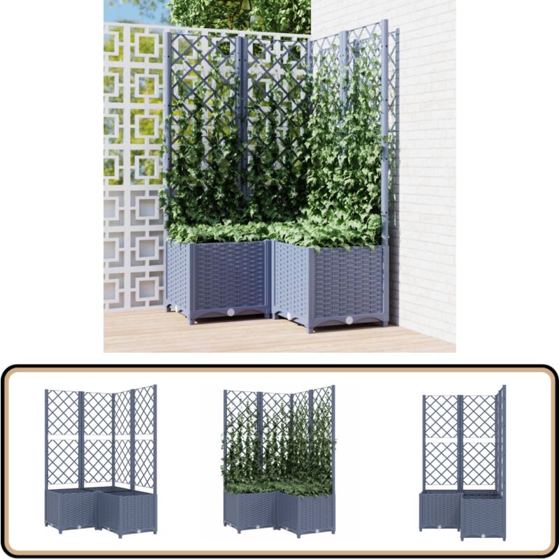 Vidaxl - Jardinière avec treillis bleu gris 80x80x136 cm pp - Jardinier Avec Trellis - Pot Plante Extérieur - Jardinerie - Pots Fleurir - Décoration