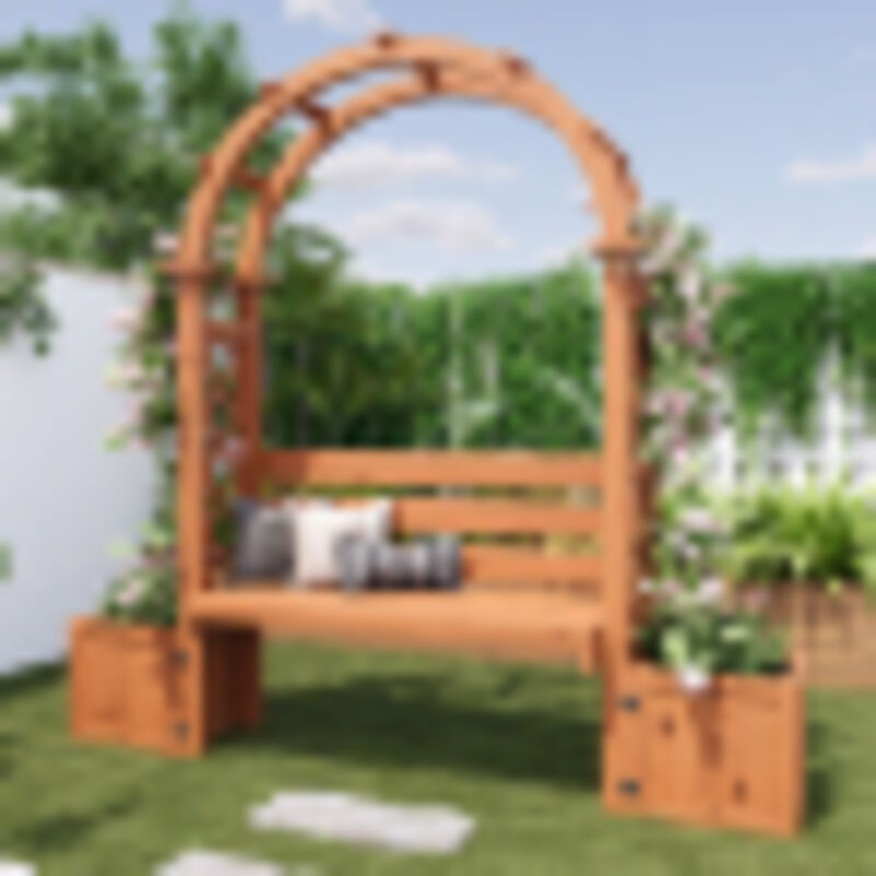 Jardinière avec Treillis et Banc – Bac à Fleurs avec Support pour Plantes Grimpantes, Grand Bac de Plantation pour Jardin, Terrasse et Cour