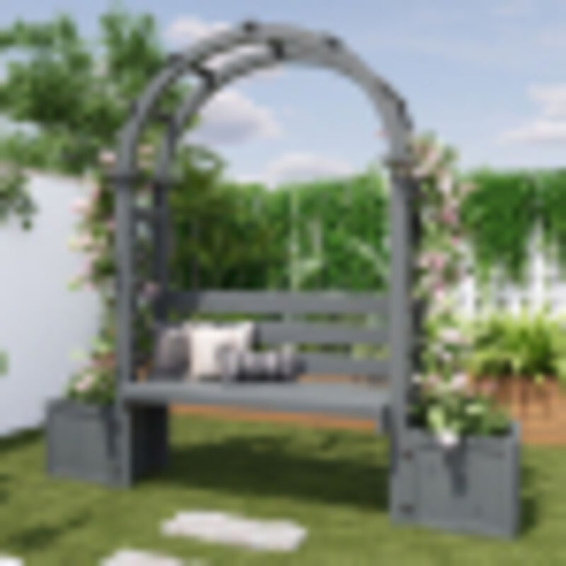 Jardinière avec Treillis et Banc – Bac à Fleurs avec Support pour Plantes Grimpantes, Grand Bac de Plantation pour Jardin, Terrasse et Cour