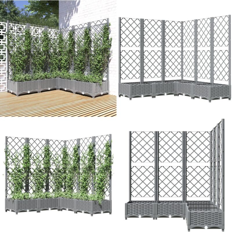 Vidaxl - Jardinière avec treillis Gris clair 120x120x121,5 cm pp - Jardinier - Pot Plante Grimpante - Support Vignes - Polypropylène - Extérieur