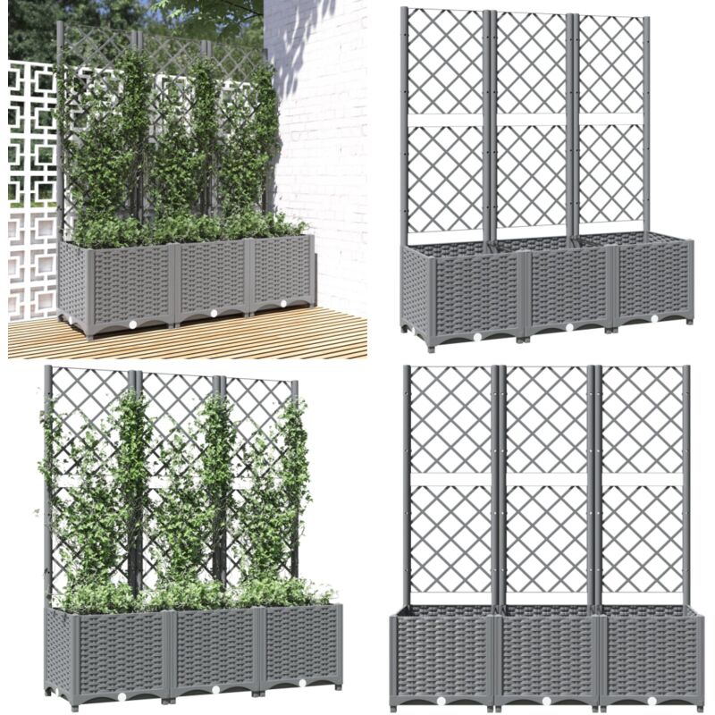 Vidaxl - Jardinière avec treillis Gris clair 120x40x136 cm pp - Jardinier - Pot Plante Grimpante - Pot Fleuri - Treillage Jardin - Bac Culture Tomate