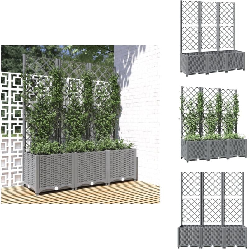 Vidaxl - Jardinière avec treillis Gris clair 120x40x136 cm pp - Jardinier - Pot Plante Grimpante - Pot Fleuri - Treillage Jardin - Bac Culture Tomate