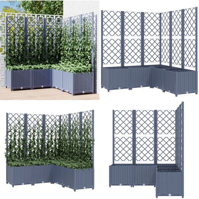 Vidaxl - Jardinière avec treillis bleu gris 120x120x136 cm pp - Jardinier Avec Trellis - Pot Plante Grimpante - Jardinerie Extérieur - Pots Fleuris
