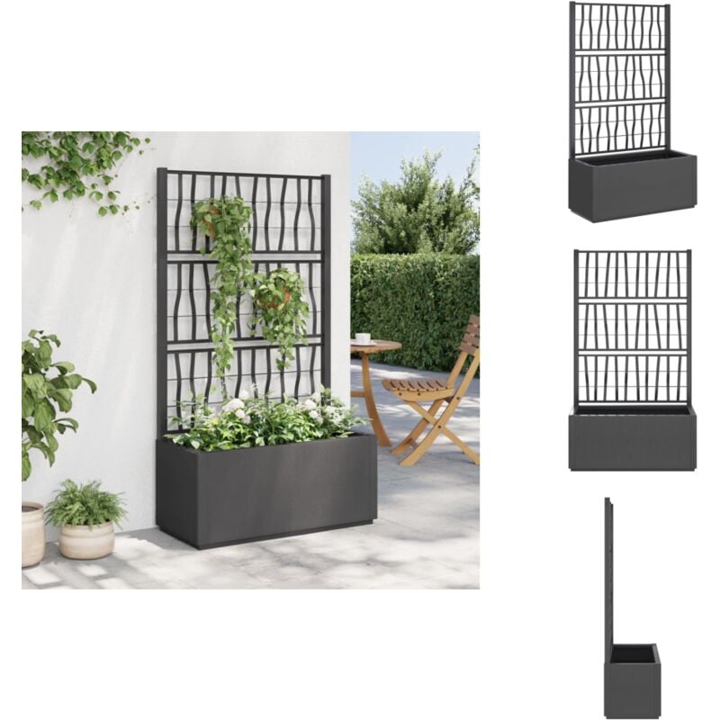 Vidaxl - Jardinière avec treillis gris foncé 80x36x140 cm pp - Jardinier - Pot De Fleurs - Plante Grimpante - Support Végétal - Extérieur