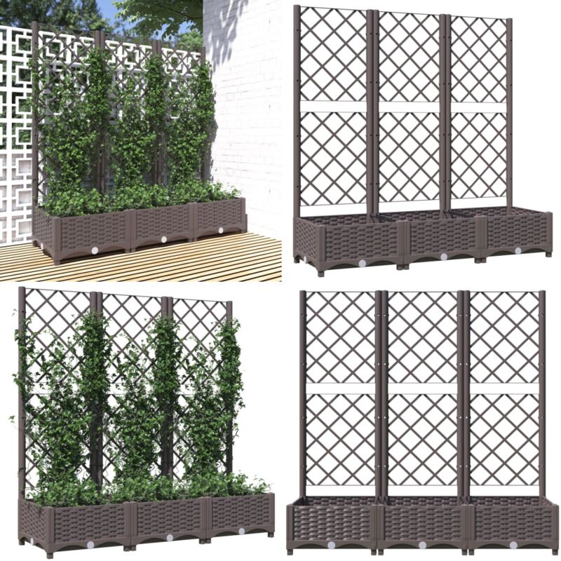 Vidaxl - Jardinière avec treillis Marron 120x40x121,5 cm pp - Jardinierre - Pot De Fleurs - Plante Grimpante - Treillage - Décoration Extérieur