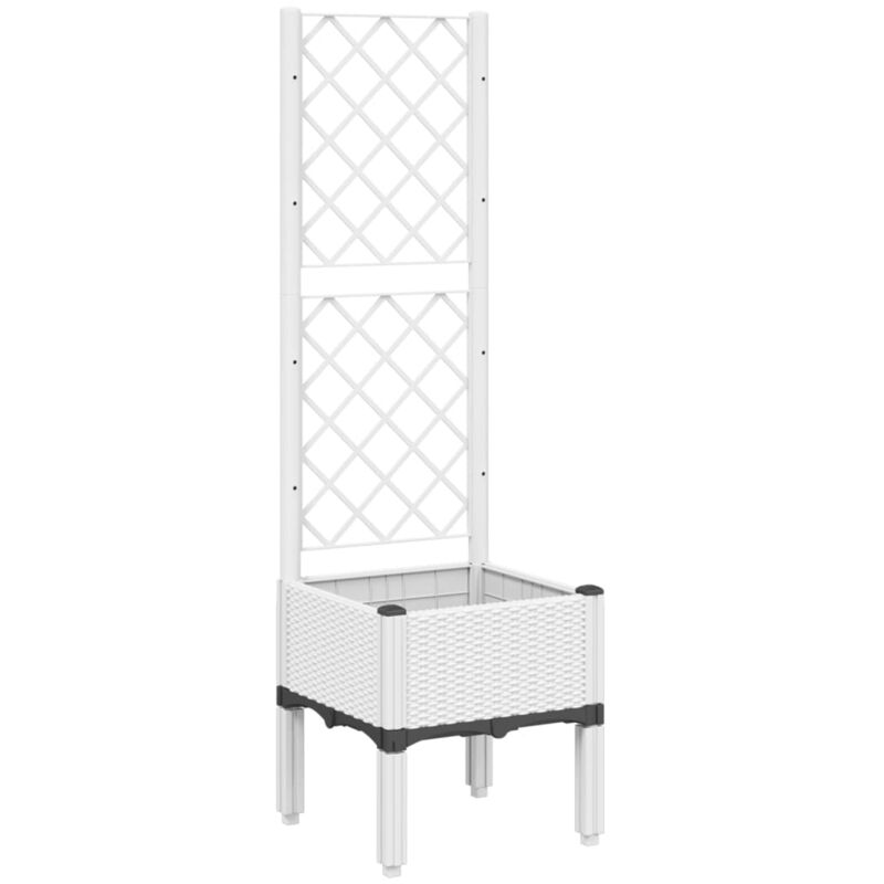 Vidaxl - Jardinière avec treillis blanc 40x40x142 cm pp
