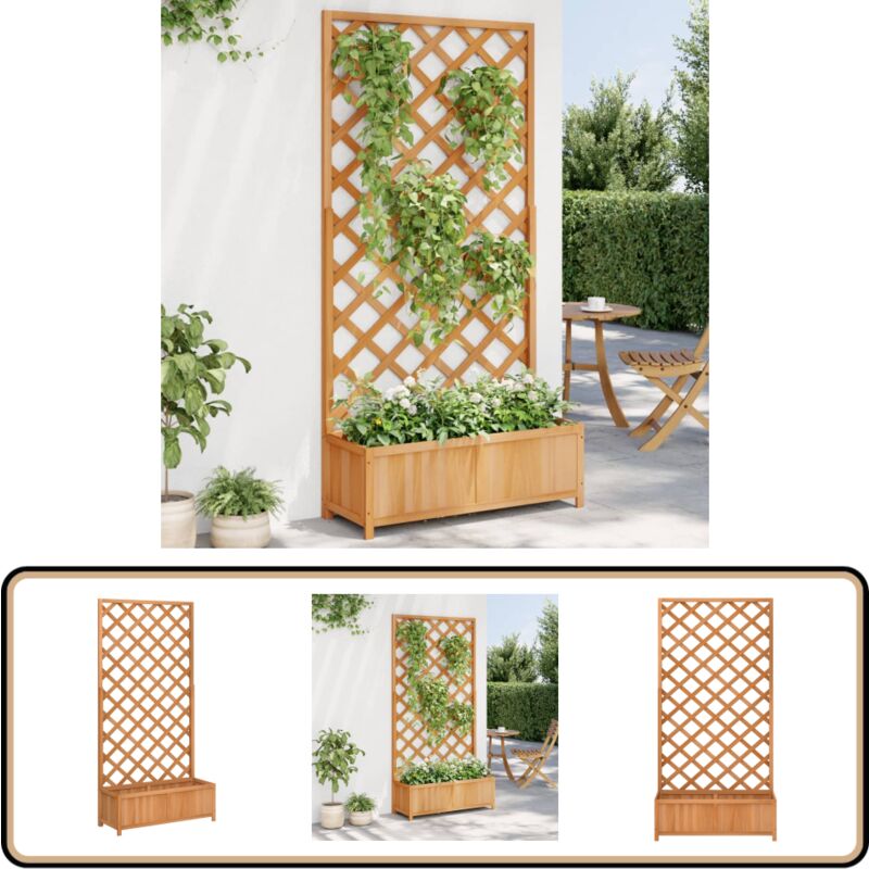 Vidaxl - Jardinière avec treillis marron bois massif de sapin - Jardinier - Pot De Fleurs - Plante Grimpante - Treillage - Bois Massif