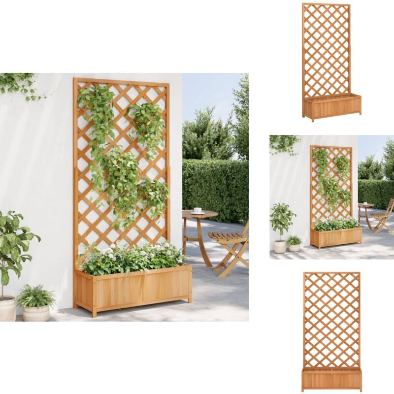 Vidaxl - Jardinière avec treillis marron bois massif de sapin - Jardinier - Pot De Fleurs - Plante Grimpante - Treillage - Bois Massif
