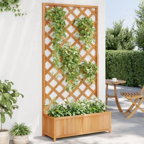 Jardinière avec treillis marron bois massif de sapin vidaXL