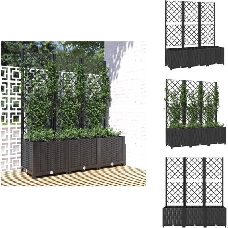 Vidaxl - Jardinière avec treillis Noir 120x40x136 cm pp - Jardinierre - Pot De Fleurs - Plante Grimpante - Support Végétal - Décoration Extérieur