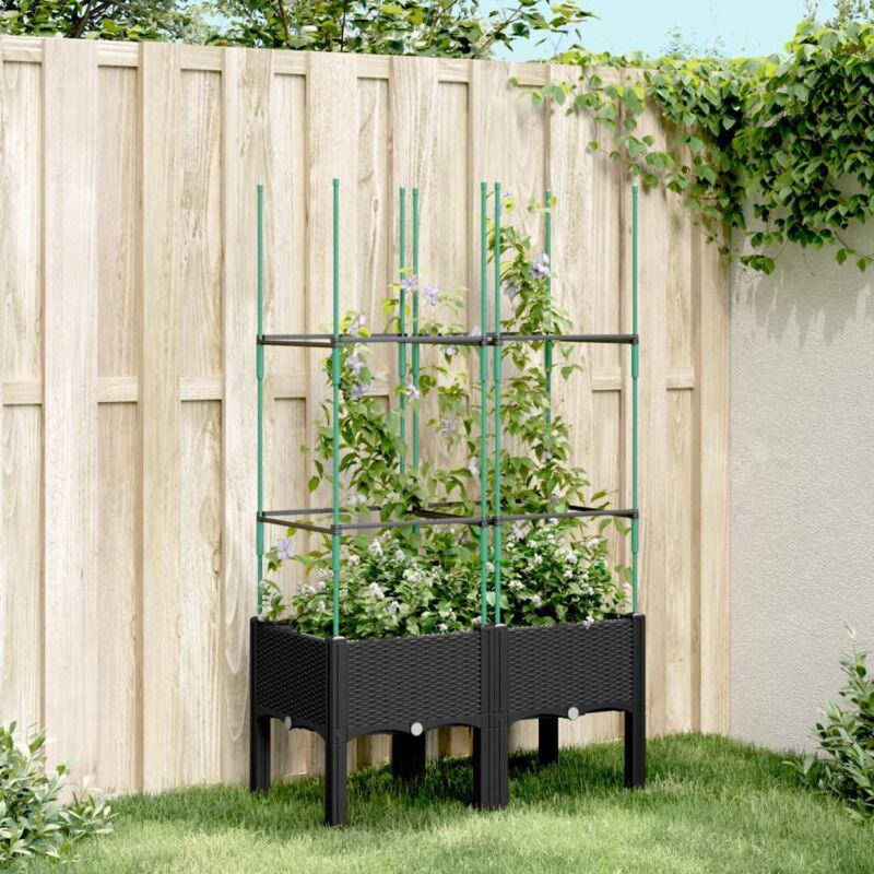 Vidaxl - Jardinière avec treillis noir 80x40x142,5 cm pp
