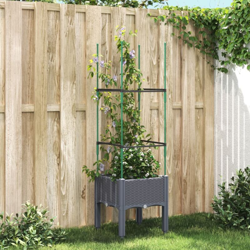 Vidaxl - Jardinière avec treillis gris 40x40x142,5 cm pp