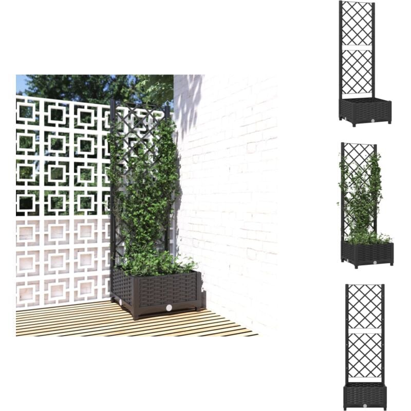 Vidaxl - Jardinière avec treillis Noir 40x40x121,5 cm pp - Jardinierre - Pot De Fleurs - Plante Grimpante - Tomate Cerise - Rose Grimpante