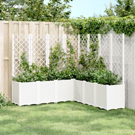 Jardinière avec treillis-Pot de fleur blanc 160x160x140 cm PP