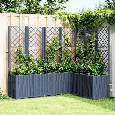 Jardinière avec treillis-Pot de fleur bleu gris 160x120x140 cm PP